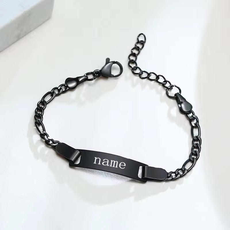 Personalize Baby Name Bracelet Infant Bangle Jewelry Customized Engravable ID Name Stainless Steel Chain Birthday Gift