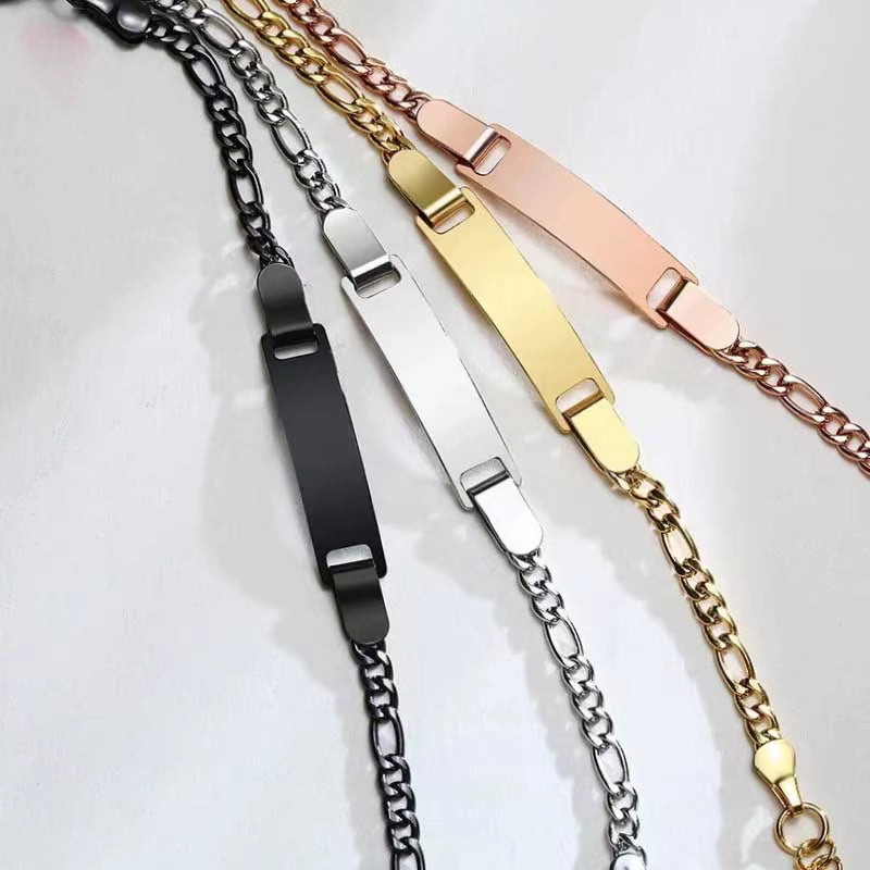 Personalize Baby Name Bracelet Infant Bangle Jewelry Customized Engravable ID Name Stainless Steel Chain Birthday Gift