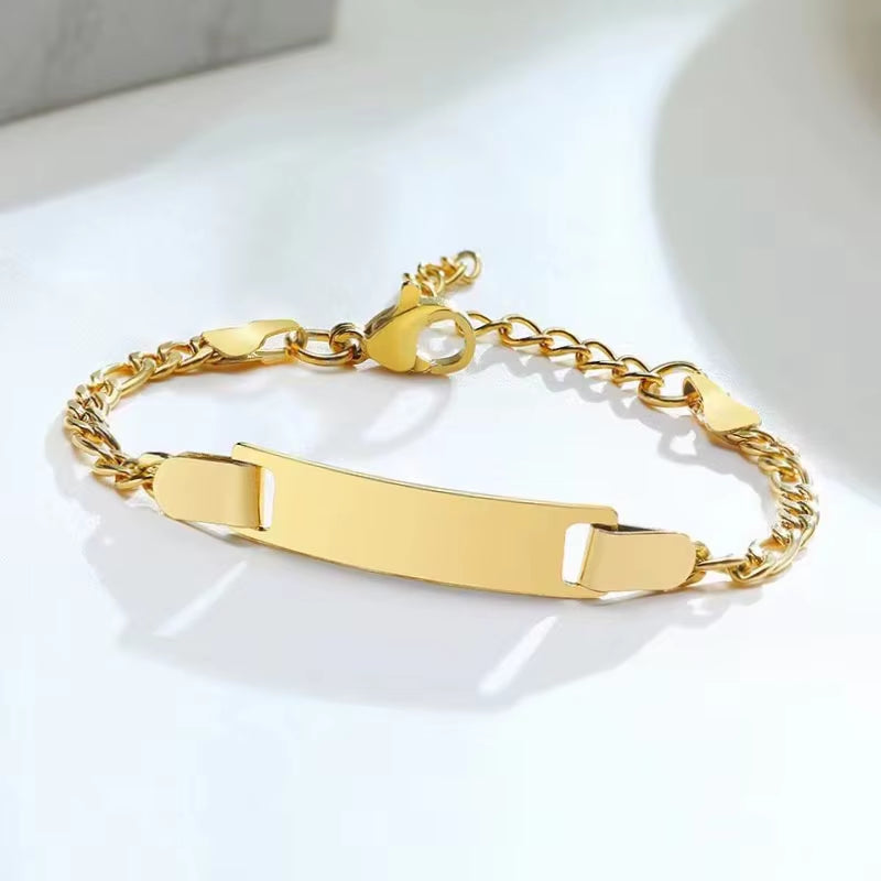 Personalize Baby Name Bracelet Infant Bangle Jewelry Customized Engravable ID Name Stainless Steel Chain Birthday Gift