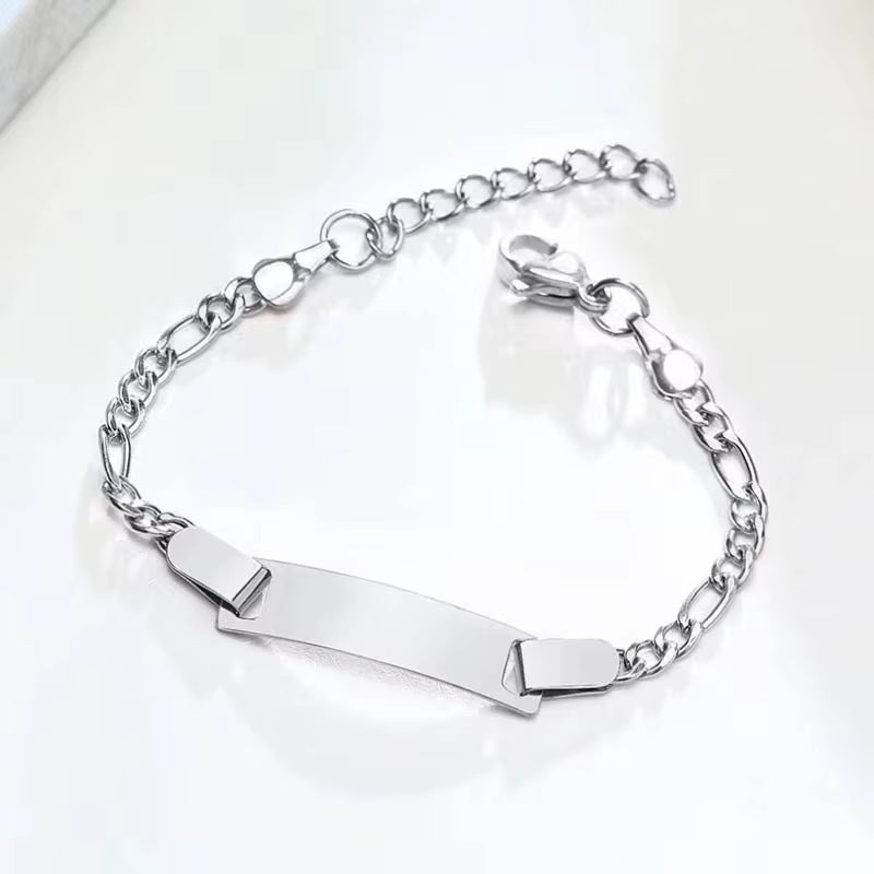 Personalize Baby Name Bracelet Infant Bangle Jewelry Customized Engravable ID Name Stainless Steel Chain Birthday Gift