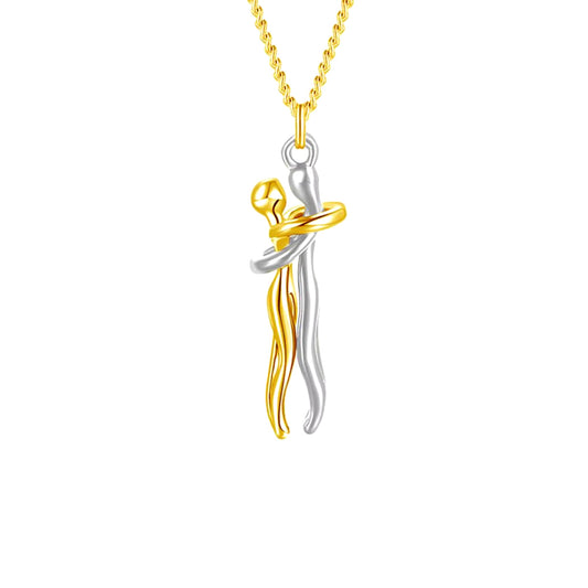 Hip Hop Embrace Couple Pendant Necklace Adjustable Hugging Pendant Necklace Jewelry Valentine Day Gift
