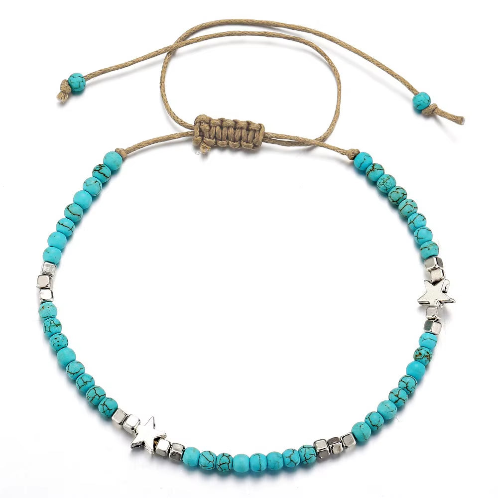 SolSpirit™ Bohemian Turquoise Star Anklet – Walk Free, Shine Bold