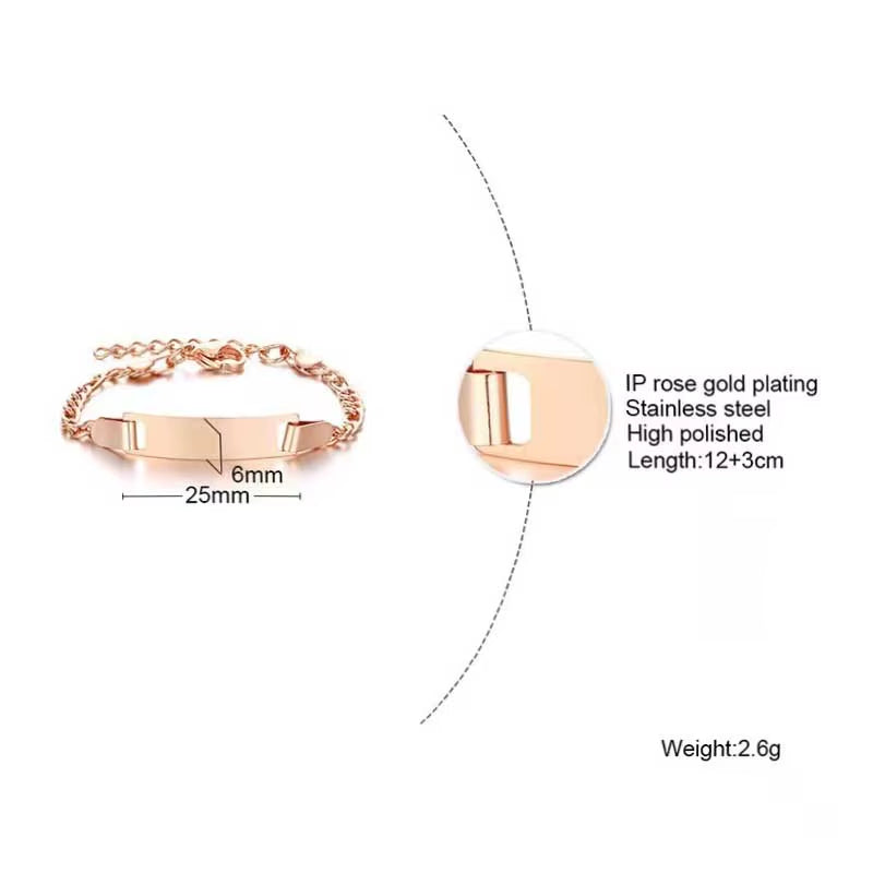 Personalize Baby Name Bracelet Infant Bangle Jewelry Customized Engravable ID Name Stainless Steel Chain Birthday Gift